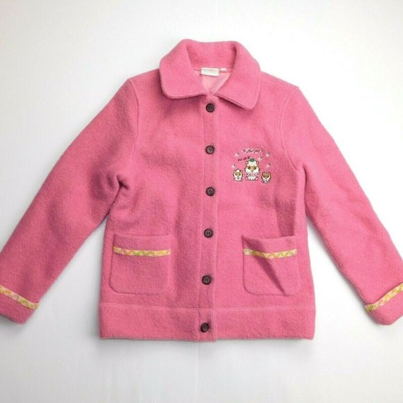 Sanrio Coro Coro Kuririn Girls 10 12 M Wool Jacket Pink Embroidered Hello Kitty - Picture 1 of 11